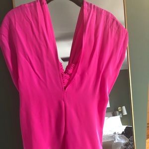 Whitley Kros silk sleeveless hot pink long blouse